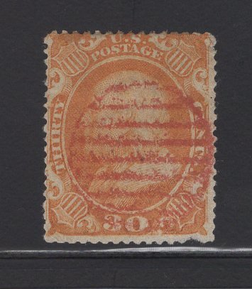 US Stamp #38 USED with +$50 Red Cancel SSCV $475