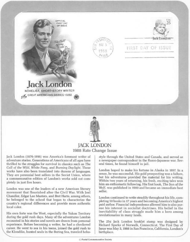 Jack London, FDC (USHFDC2182-1)