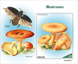 SIERRA LEONE - 2022 - Mushrooms - Perf Souv Sheet #1 - Mint Never Hinged