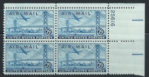 UNITED STATES SC# C36a VF MNH 1947 PL#25616 UR B/4