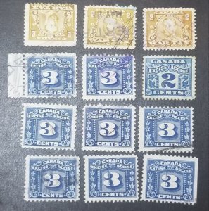 CANADA EXCISE Tax Back of Book BOB Used Stamp Lot T294