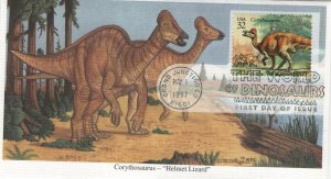 US    3136m FDC, DINOSAURS,       HELMET LIZARD , MYSTIC,   CACHET,