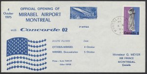 1975 Oct 4th Concorde 02 Flight Cover Ottawa to Mirabel Airport Montreal