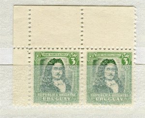 URUGUAY; Early 1900s Zabala portrait issue fine MINT MNH CORNER Pair