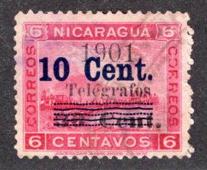 RH#88, HS88, Type 20 - 10c (in blue) on 30c on 6c rose - Used - Nicaragua