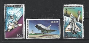 TOGO - 1977 AIR POST - ORBITER - SCOTT C326 TO C328 - MNH