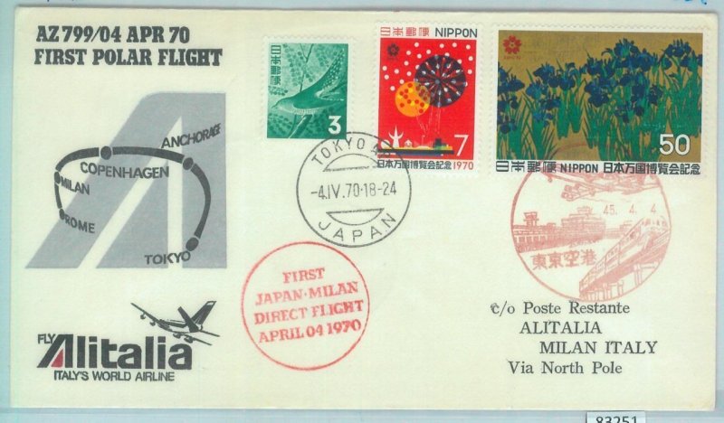 83250 - JAPAN - Postal History - FIRST Polar FLIGHT: Tokyo Milano - Pell#  755