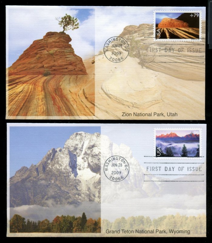 US C146,C147 Zion & Grand Teton National Parks Airmail 2 Fleetwood cachet FDC UA