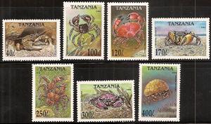 Tanzania 1295-1301 - Mint-NH - Crabs (1994) (cv $6.35)