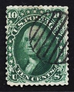 CERTIFIED US Stamp #62B 10c Dark Green Washington USED SCV $1700. Weiss Cert.