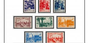 COLOR PRINTED FRENCH MOROCCO 1891-1955 STAMP ALBUM PAGES (46 illustrated pages)