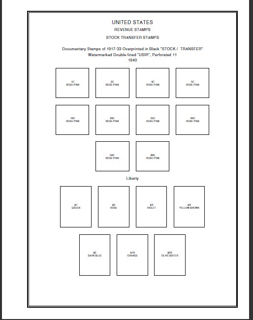 U.S.A. REVENUES STAMP ALBUM PAGES 1862-1995 (297 PDF digital pages)