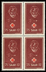 Saar #B75 (Mi. 292) Cat€136, 1950 Relief for the Hungry, block of four, nev...