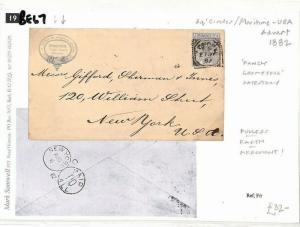 BE67 GB ADVERT Cover 1882 *FULLER'S EARTH* Squared Circle Transatlantic Mail USA