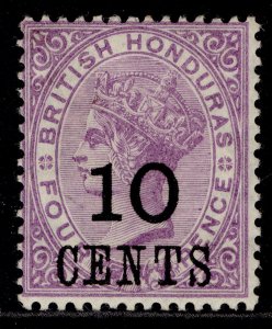 BRITISH HONDURAS QV SG40, 10c on 4d mauve, LH MINT. Cat £27.