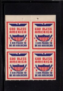 USA Patriotic Stamps - God Bless America Block of 4  - MNH