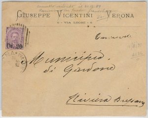 ITALIA REGNO: storia postale - ANNULLO a SBARRE 4436 usato 20 mesi dopo scadenza