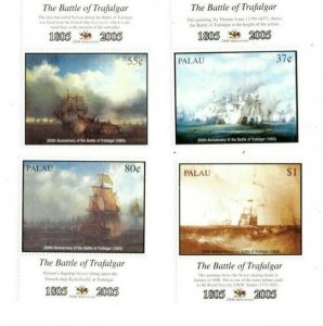 Palau 2005 - Battle of Trafalgar Ships - Set of 4 Stamps - Scott #816-19 - MNH