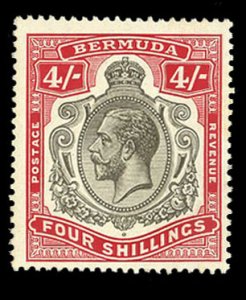 Bermuda #51 Cat$75+ (for hinged), 1920 4sh carmine and black, never hinged