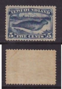 Newfoundland-Sc #54- id24-unused NH og 5c Seal-1887-small light diagonal gum lin