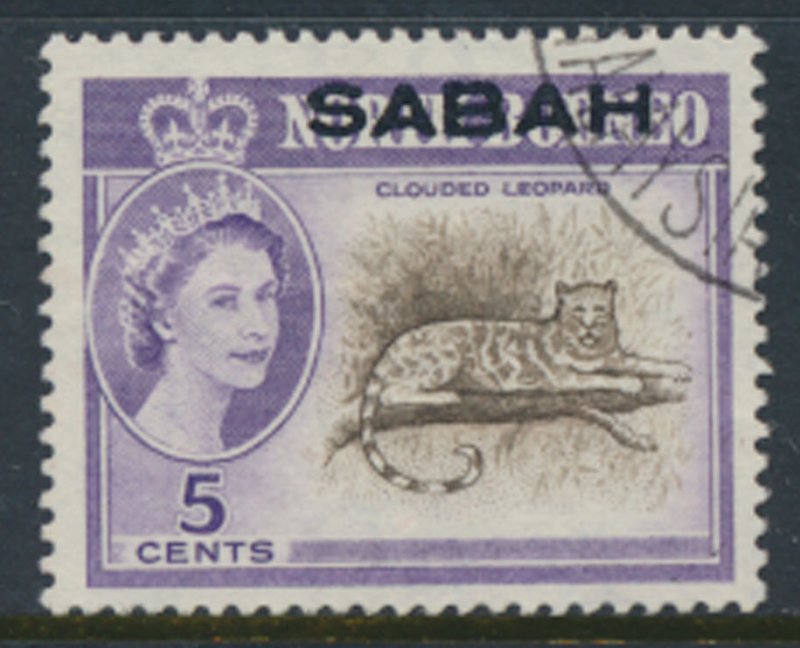 SABAH Opt on North Borneo  SG 410  SC# 3 Used   Clouded Leopard see scans /de...