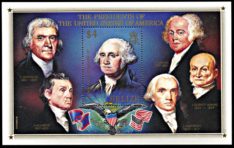 Belize 816, MNH, United States Presidents souvenir sheet