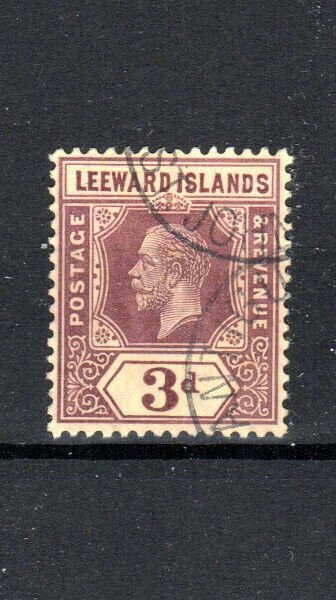 Leeward Islands 1914 3d on yellow SG 51b FU CDS 