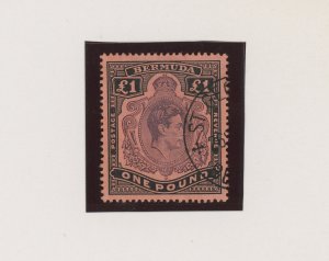 1938-53 Bermuda, Stanley Gibbons #121, 1 Pound purple and black red, George VI -