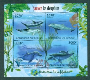 Burundi 2012 Marine Life, Dolphins MS MUH BUR12405a