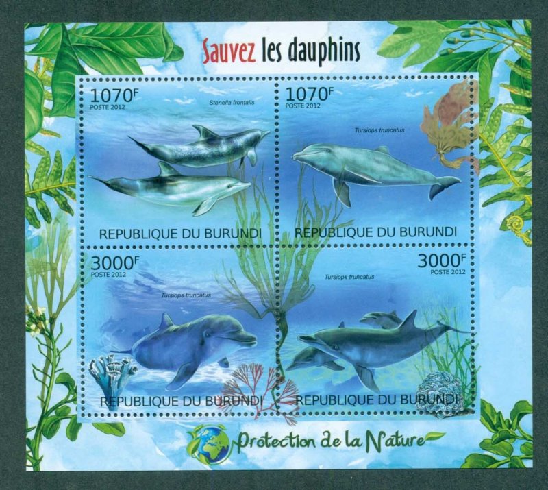 Burundi 2012 Marine Life, Dolphins MS MUH BUR12405a