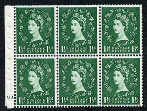 SB59 1 1/2d Wmk Tudor Upright Cyl G3 Dot Booklet Pane of 6 U/M