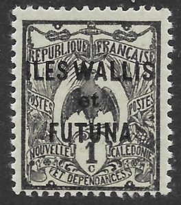 Wallis and Futuna Islands black/green Bird issue of 1920, Scott 1 MH