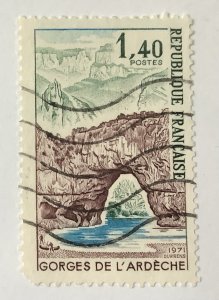 France 1971 Scott 1314  used - 1.40fr, Pont d'Arc, Gorges de l' Ard...