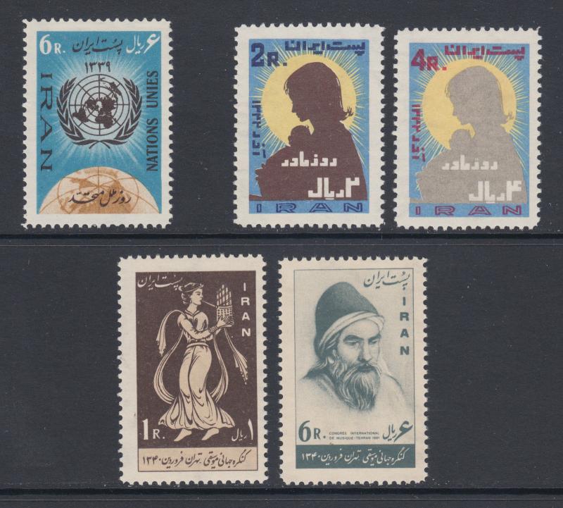 Iran Sc 1166/1274 MNH. 1960-63 issues, 3 complete sets, fresh, F-VF.