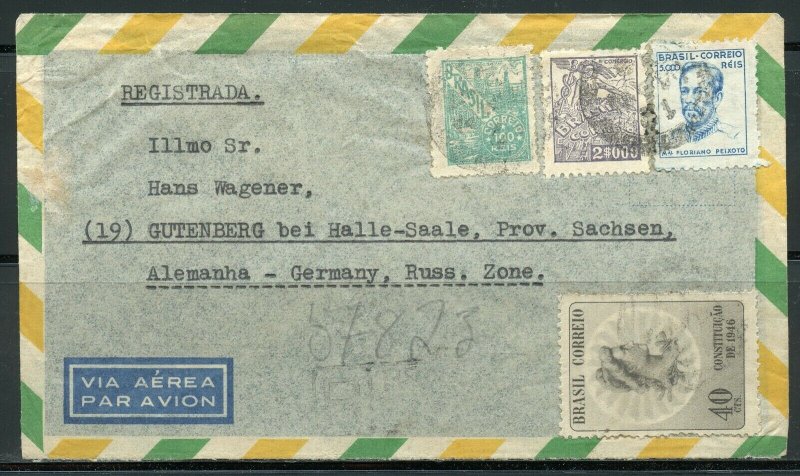 BRAZIL BELEM PR 9/18/46 R-AIR MAIL COVER TO GUTENBERG AS SHOWN 3