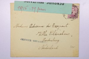 Belgium 1916 Censor Cover to Netherlands / Nice Marks - L39261