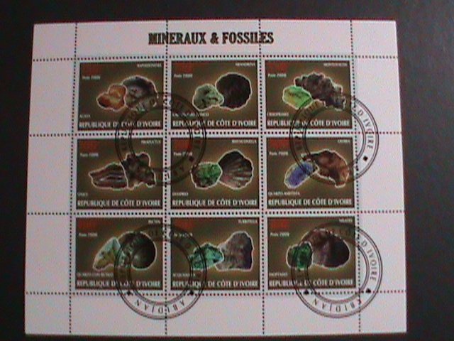 IVORY COAST-2009- WORLD MINERIAL CTO SHEET-VERY FINE WITH BEAUTIFUL CANCEL