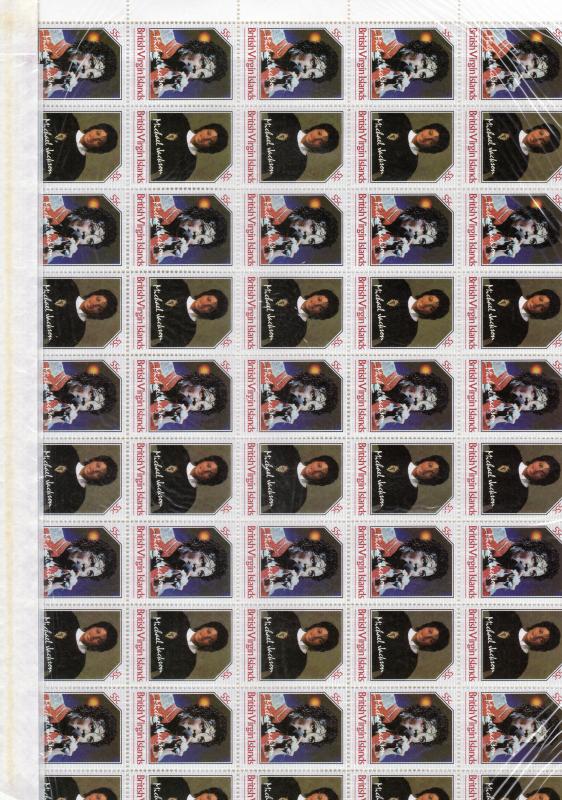 BRITISH VIRGIN ISLANDS 1986  Unissued Michael Jackson 2 Full Sheetlets 25 Pairs