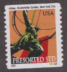 US #3770 Atlas Statue Used PNC Single plate #V33333