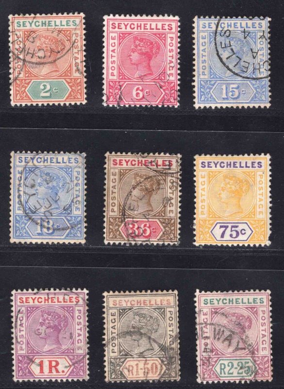 MOMEN: SEYCHELLES SG #28-36 1897-1900 USED £250 LOT #66604