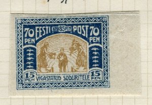 ESTONIA; 1920 early Imperf Charity issue Mint hinged 70p. value