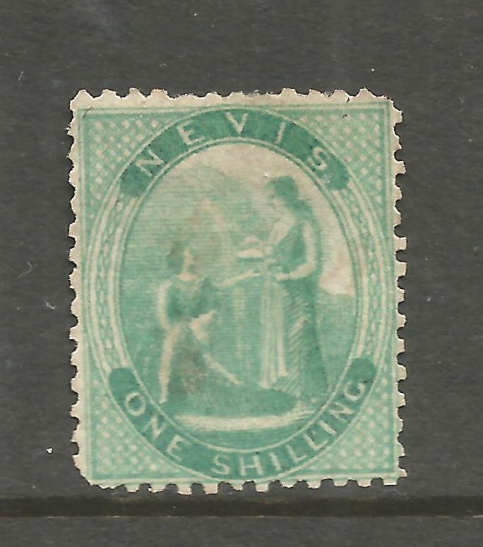 NEVIS  1862  1/-  GREEN  MNG    SG 8  CV 350pds