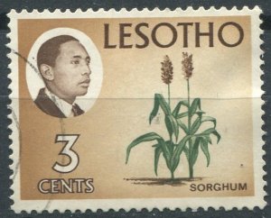 Lesotho Sc#51 Used, 3c lt brn, dk brn & grn, Definitives 1968-1969 (1968)