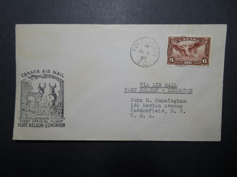 Canada 1937 Fort Nelson to Edmonton First Flight Cover - Z11204