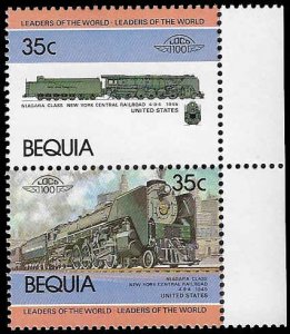 Bequia #12 MNH Se-Tenant Pair; 35c Locomotive - Niagra Class (1984)