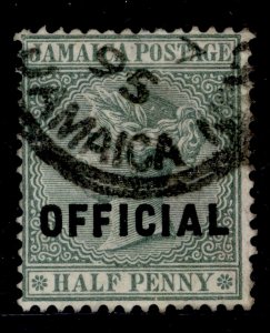 JAMAICA QV SG O3, ½d green, FINE USED.