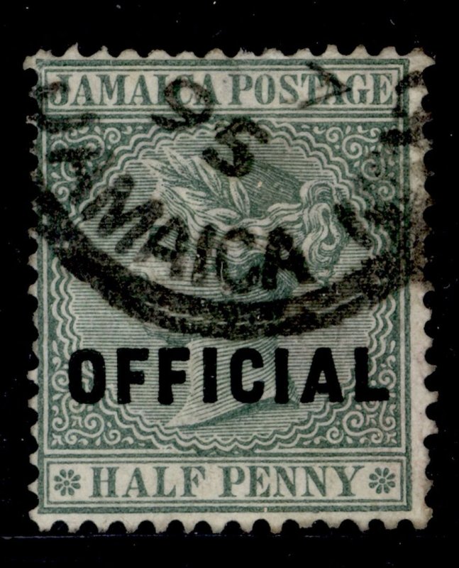 JAMAICA QV SG O3, ½d green, FINE USED.