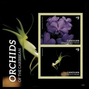 Canouan 2014 - Flowers Orchids - IMPERF Souvenir Stamp Sheet - MNH