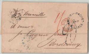 Ceylon 1865 Colombo Steamer Letter Via Marseilles to Bordeaux France SFL