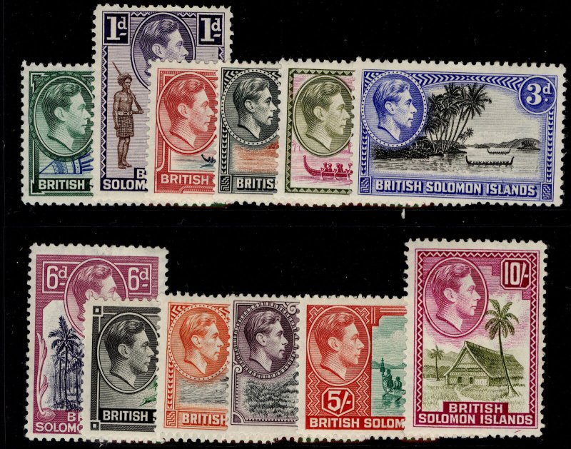 BRITISH SOLOMON ISLANDS GVI SG60-72, 1939-51 PART SET, M MINT. Cat £85.